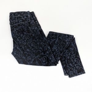 J Brand black velvet brocade skinny jeans